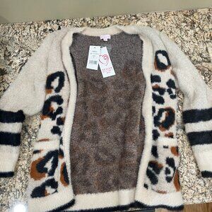 Design History Girls Cheetah Print Cardigan